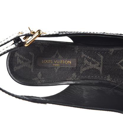 Louis Vuitton Denim Patent Espadrille Wedges 38 Black 7 of 9