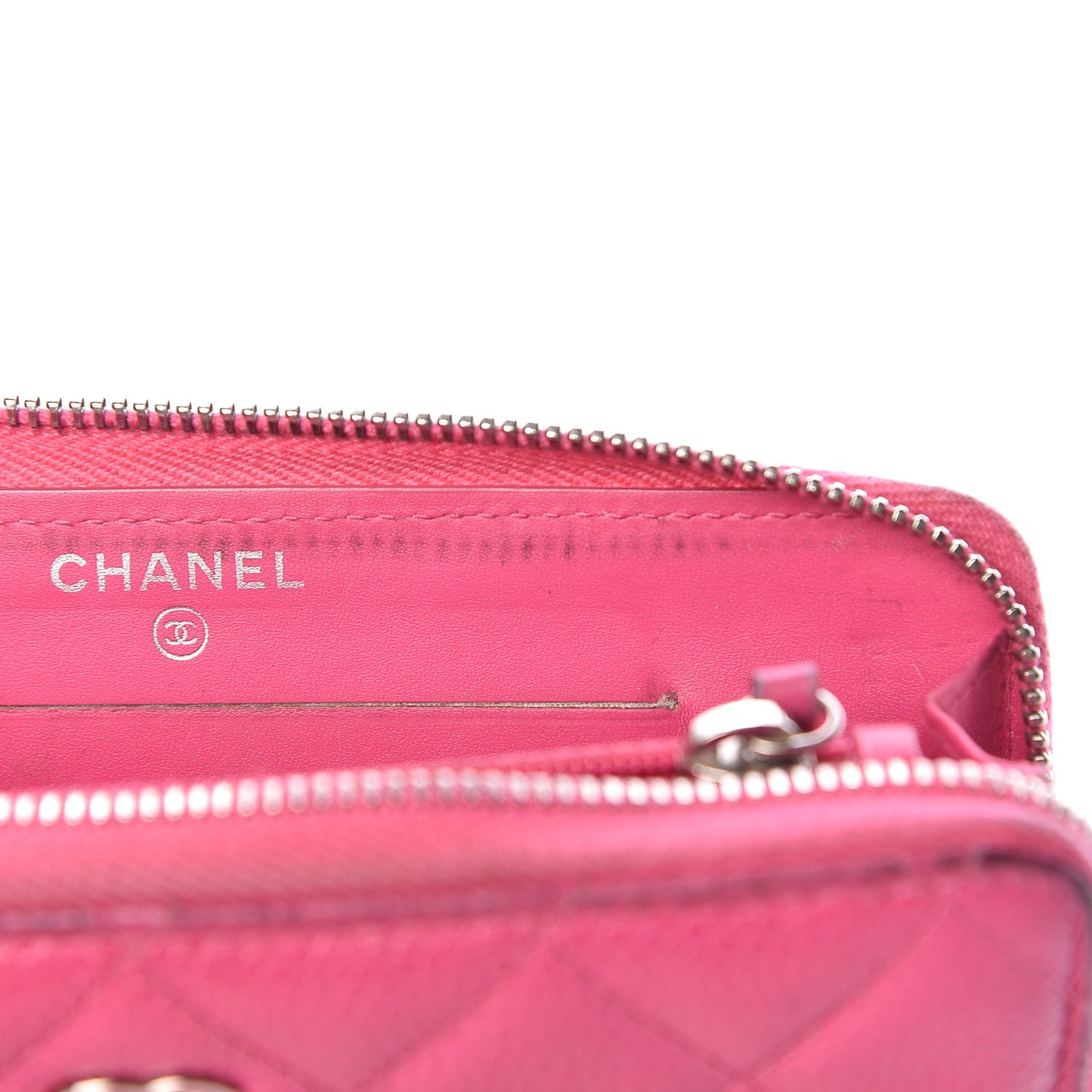 Caviar Quilted Small Zip Around Wallet Pink