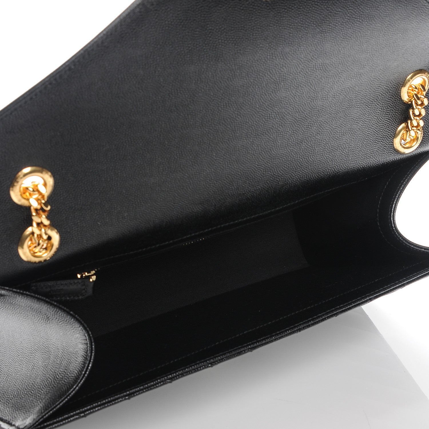Saint Laurent Grain De Poudre Matelasse Chevron Large Monogram Satchel Black 5 of 7
