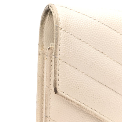 Saint Laurent Grain De Poudre Matelasse Chevron Monogram Chain Wallet White 12 of 18