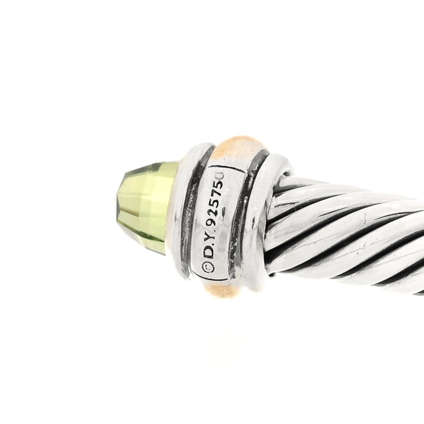 Sterling Silver 18K Yellow Gold Peridot 4mm Cable Classics Bracelet