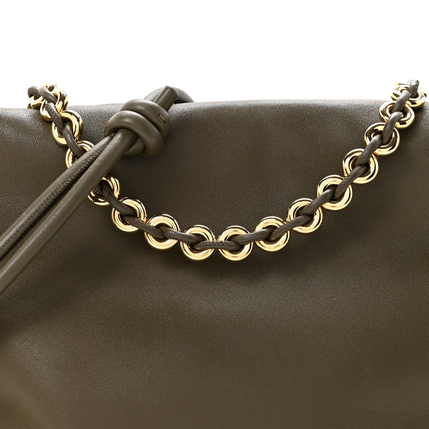 Loewe Mellow Nappa Medium Donut Chain Flamenco Knot Clutch Khaki Green 8 of 13