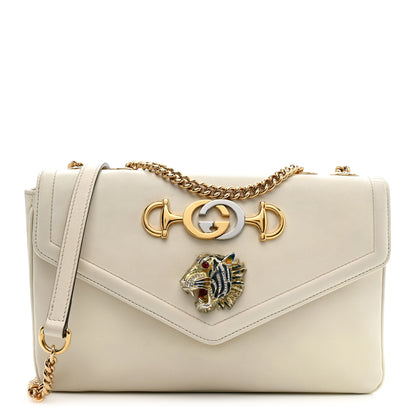 Gucci Vitello Palmellato Lux Crystal Medium Rajah Shoulder Bag Mystic White Multicolor 1 of 17