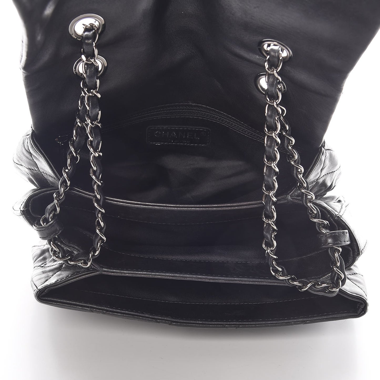 Lambskin Quilted 3 Large Flap Black