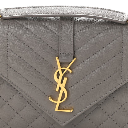 Saint Laurent Grain De Poudre Textured Mixed Matelasse Medium Triquilt Monogram Satchel Earth 4 of 10