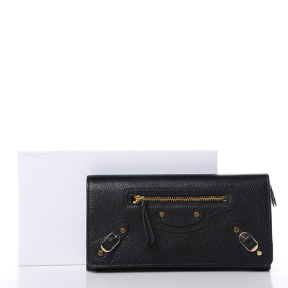 Balenciaga Grained Calfskin Classic Gold Hardware Money Wallet Black 9 of 9