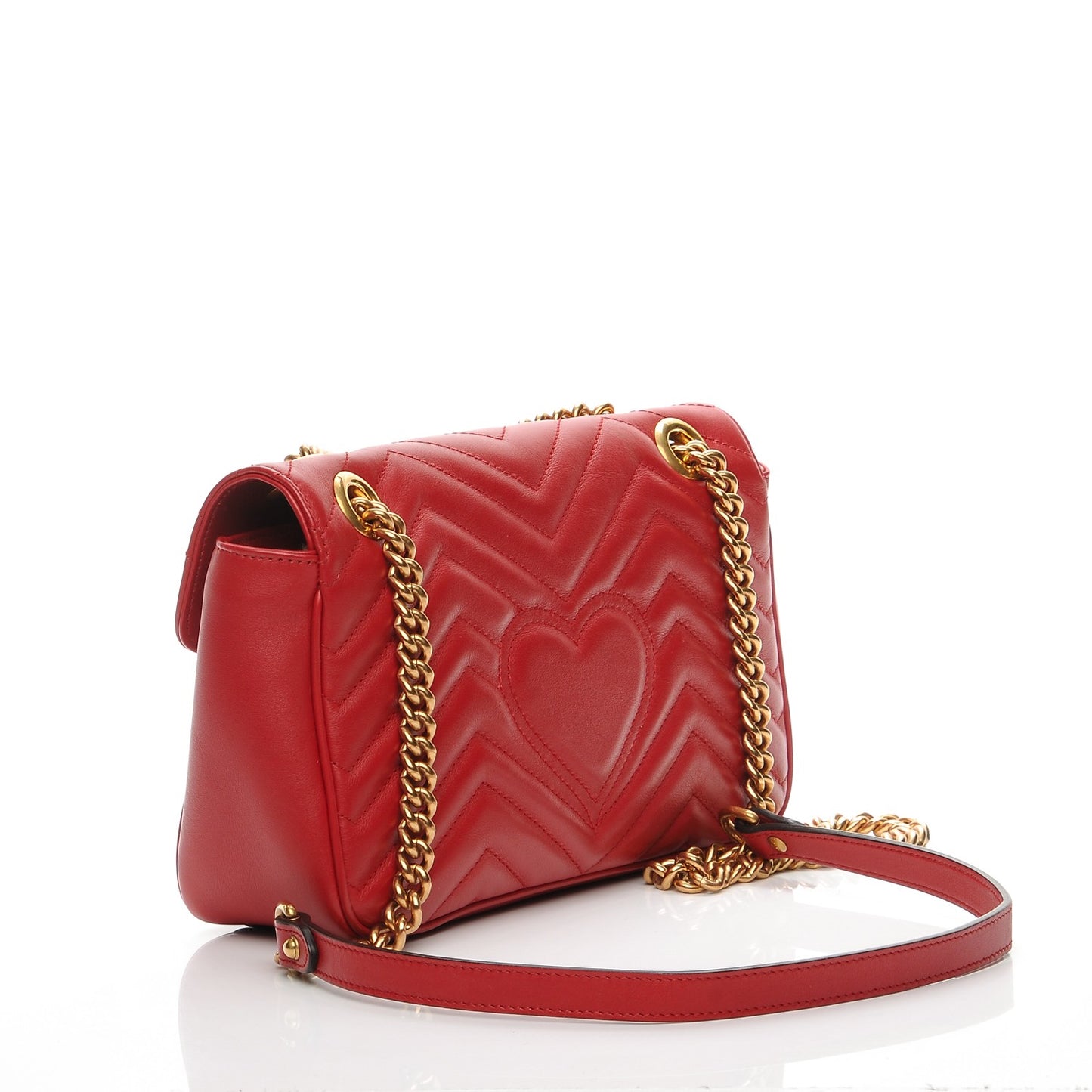 Calfskin Matelasse Small GG Marmont Shoulder Bag Hibiscus Red