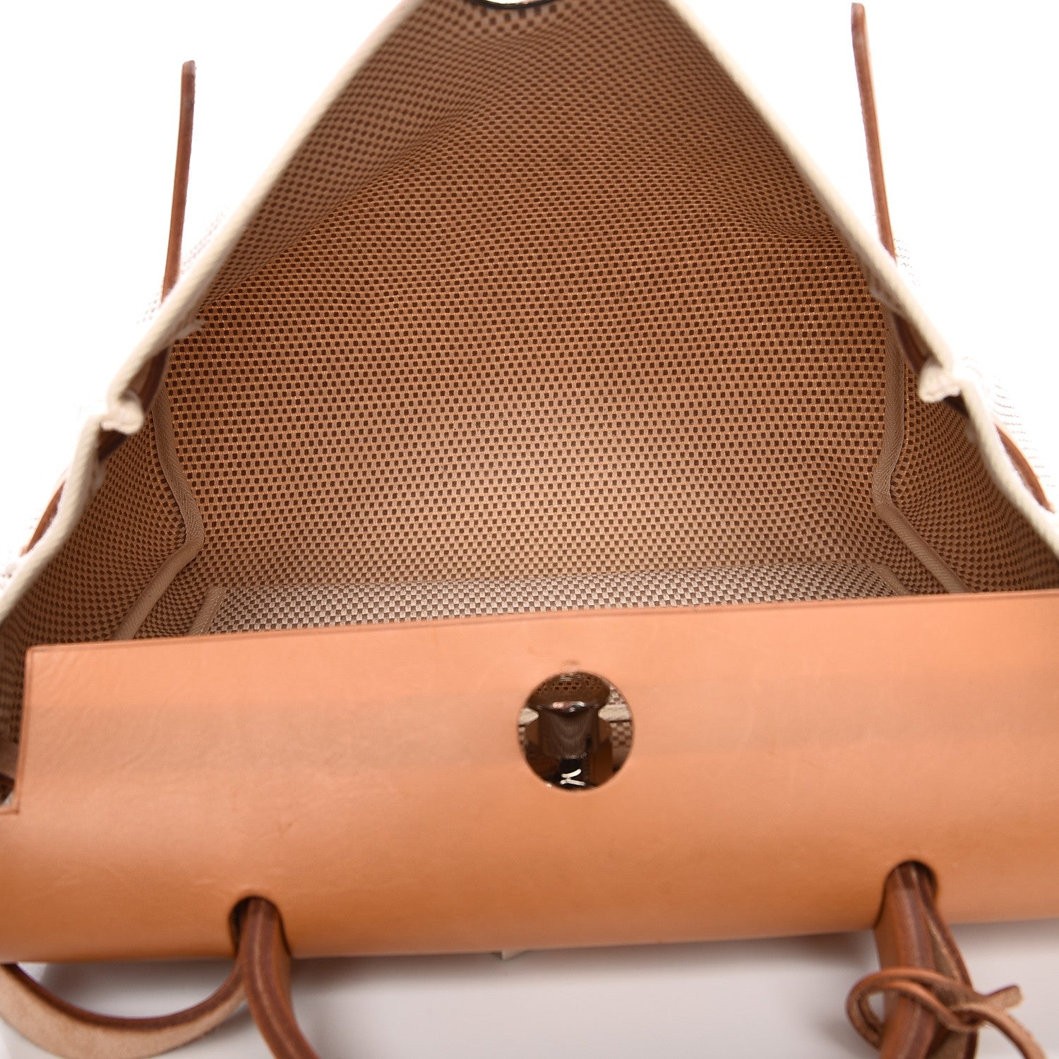 Hermes Toile Vache Calfskin Herbag 30 PM Black Natural 6 of 13