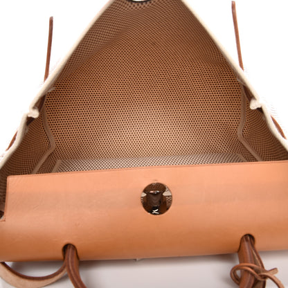 Hermes Toile Vache Calfskin Herbag 30 PM Black Natural 6 of 13