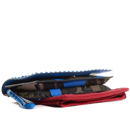 Valentino Garavani Nappa Canvas Camouflage Rockstud Wristlet Clutch Green Blue Fluo 4 of 8