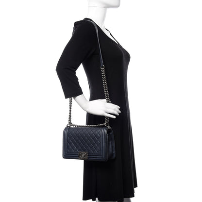 Chanel Calfskin Quilted Medium Boy Flap Dark Navy 2 of 10