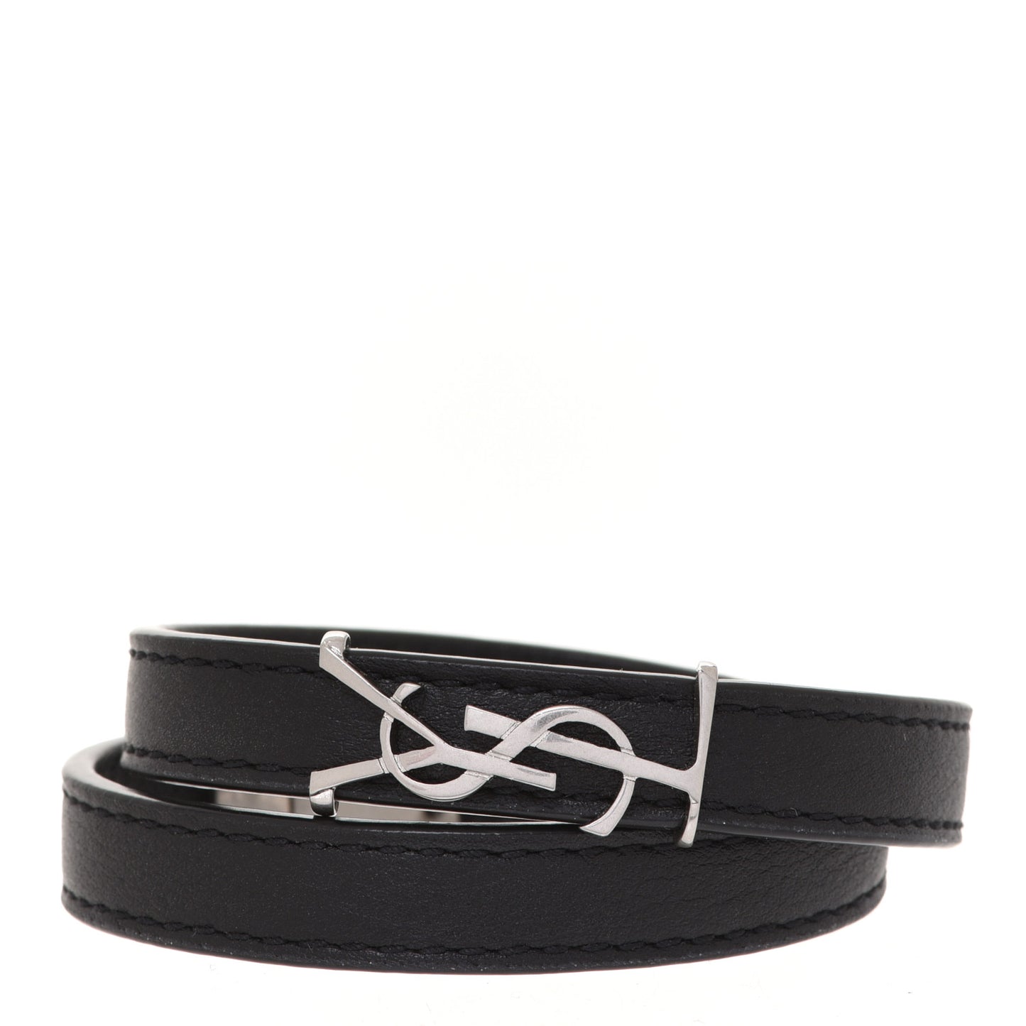 Calfskin Opyum Double Wrap Bracelet M Black