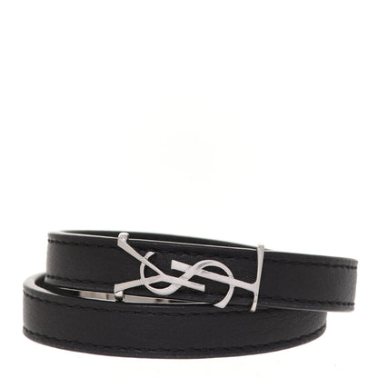 Saint Laurent Calfskin Opyum Double Wrap Bracelet M Black 1 of 5