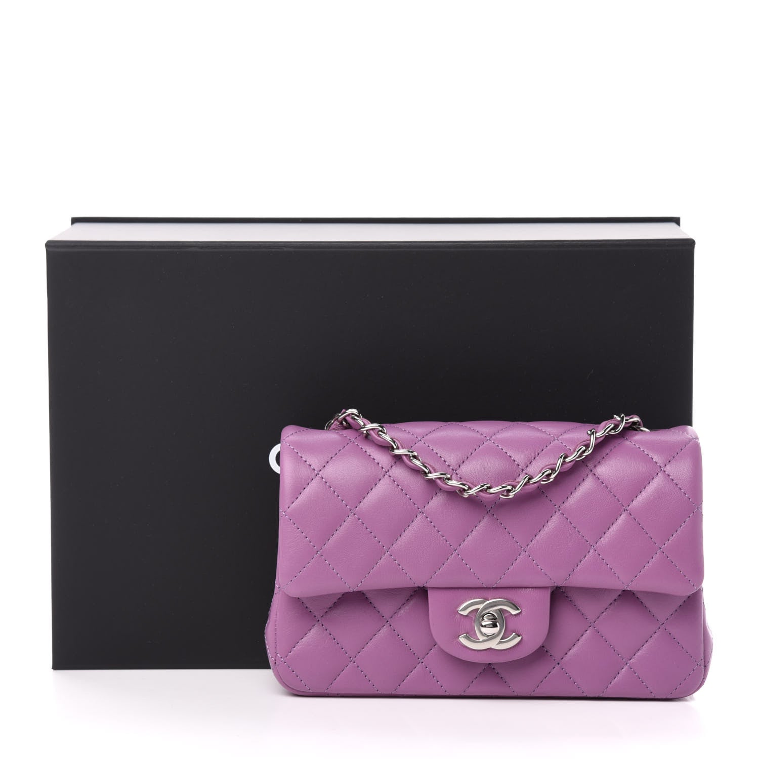 Chanel Lambskin Quilted Mini Rectangular Flap Purple 11 of 11