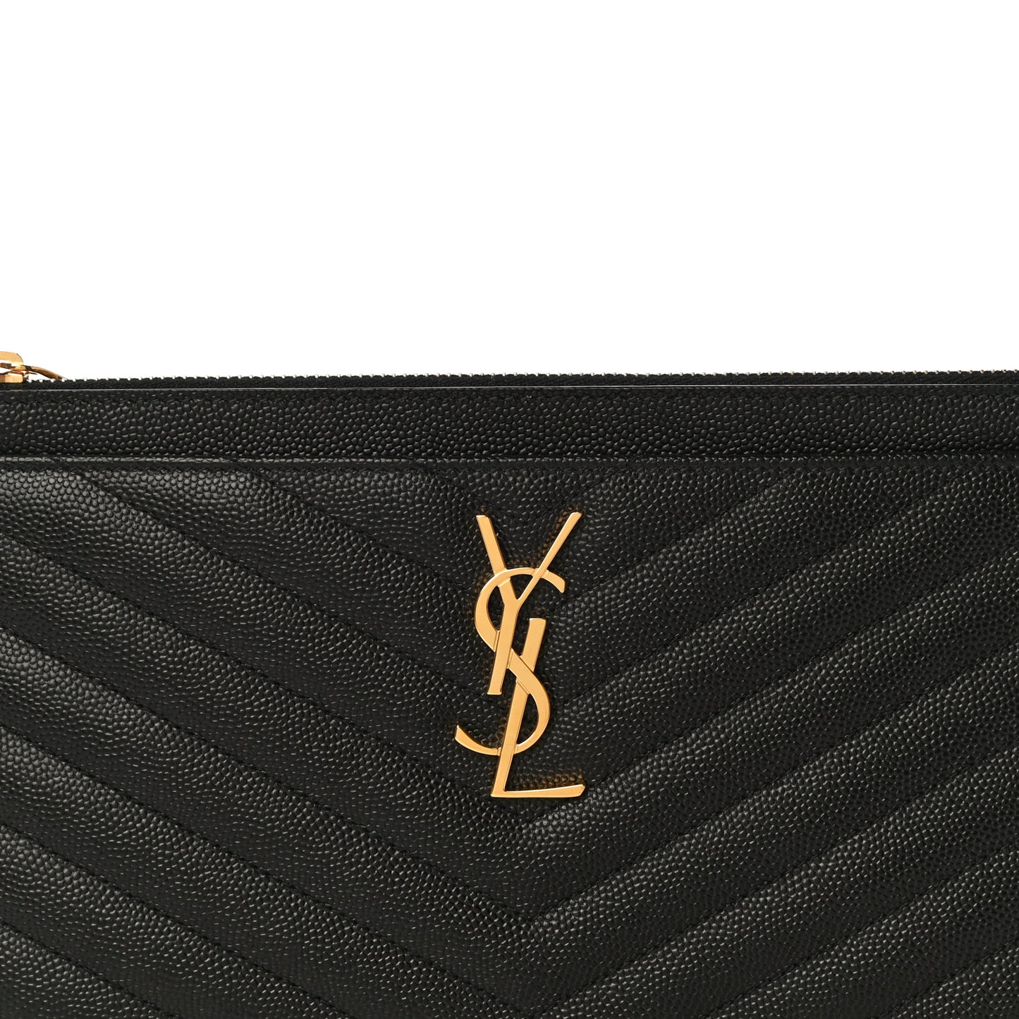 Grain De Poudre Chevron Monogram Large Bill Pouch Black
