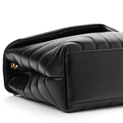 Saint Laurent Calfskin Y Quilted Monogram Small Loulou Chain Satchel Black 10 of 11