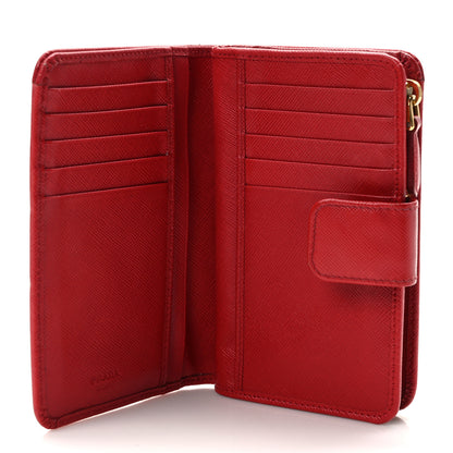 Prada Saffiano Metal Compact Wallet Fuoco 5 of 9