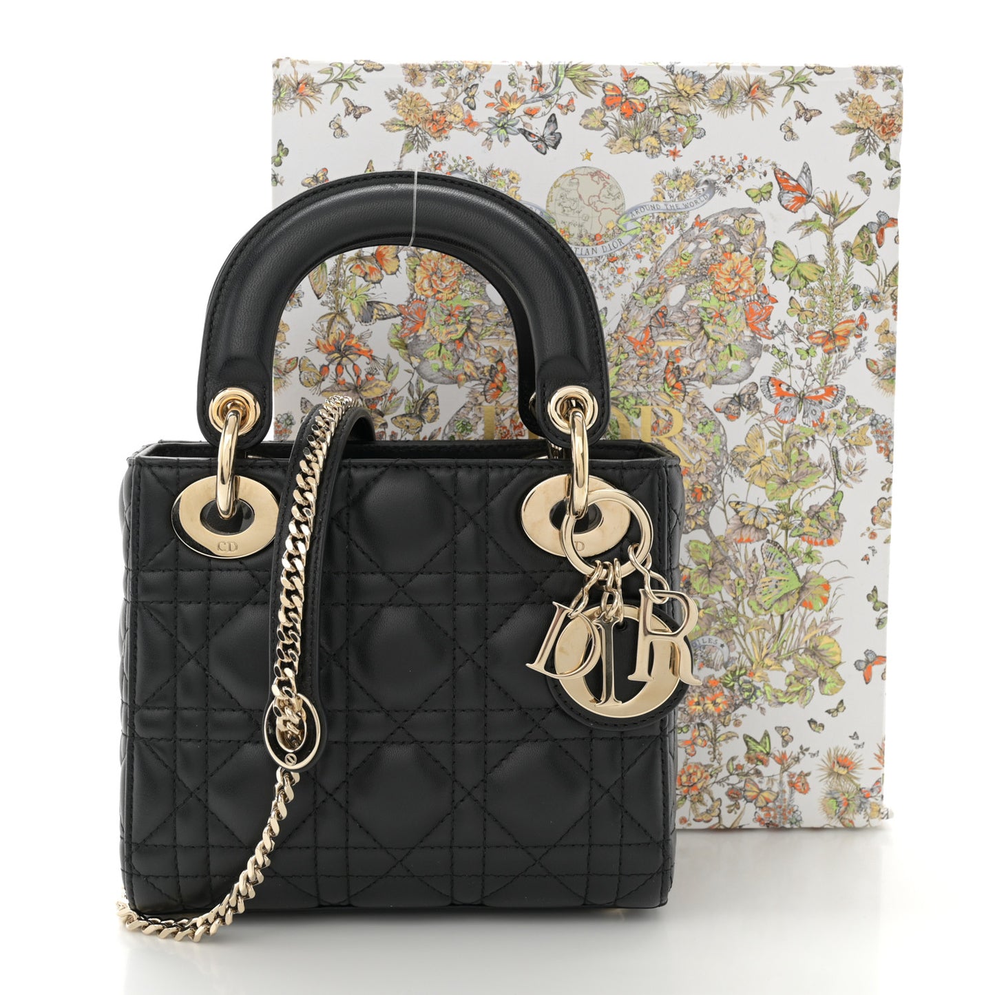 Lambskin Cannage Mini Lady Dior Black