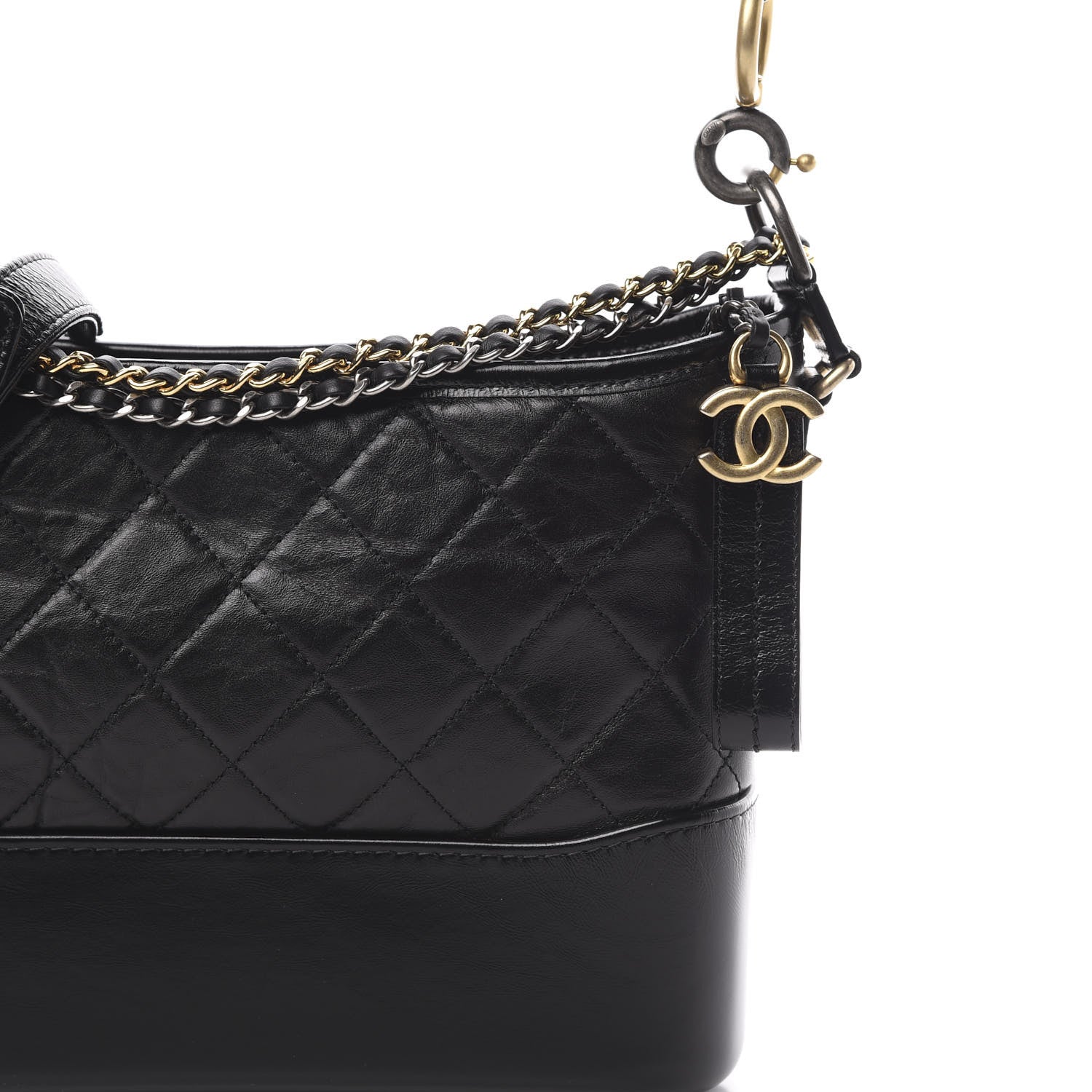 Chanel Aged Calfskin Quilted Small Gabrielle Hobo Black 7 of 9