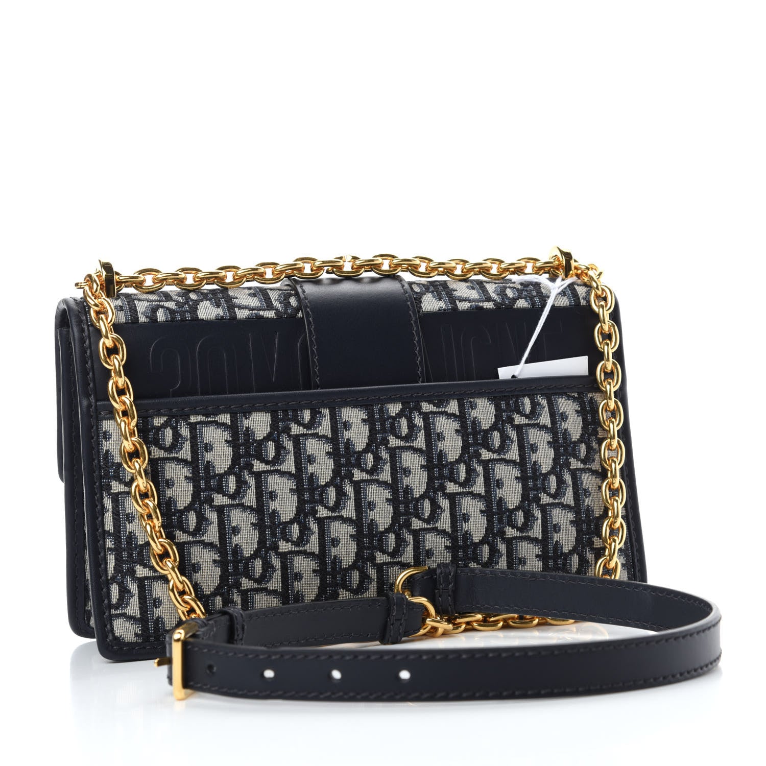 Christian Dior Oblique 30 Montaigne Chain Flap Bag Blue 3 of 12