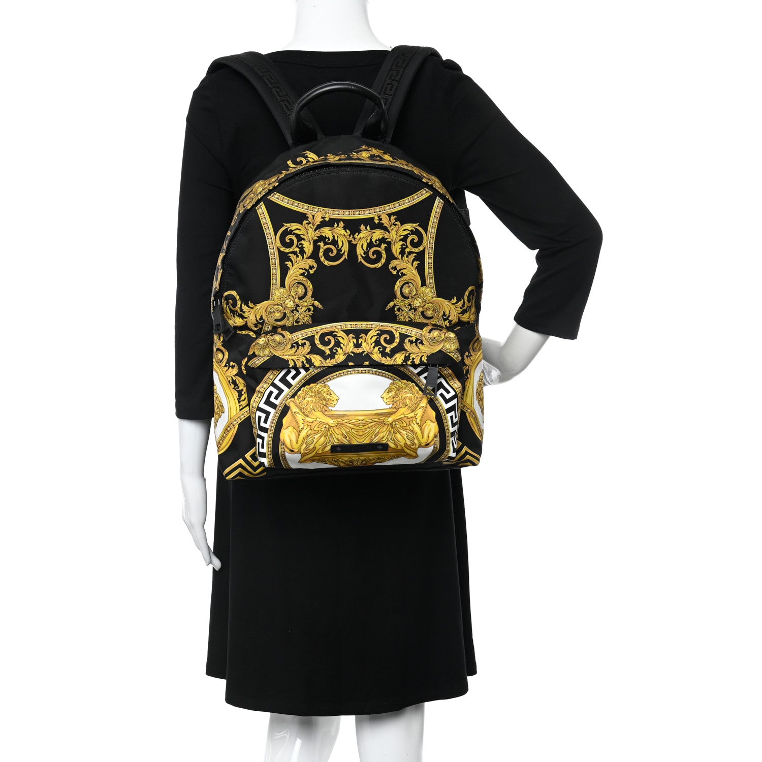 Versace Nylon La Coupe de Dieux Print Backpack Black 2 of 9