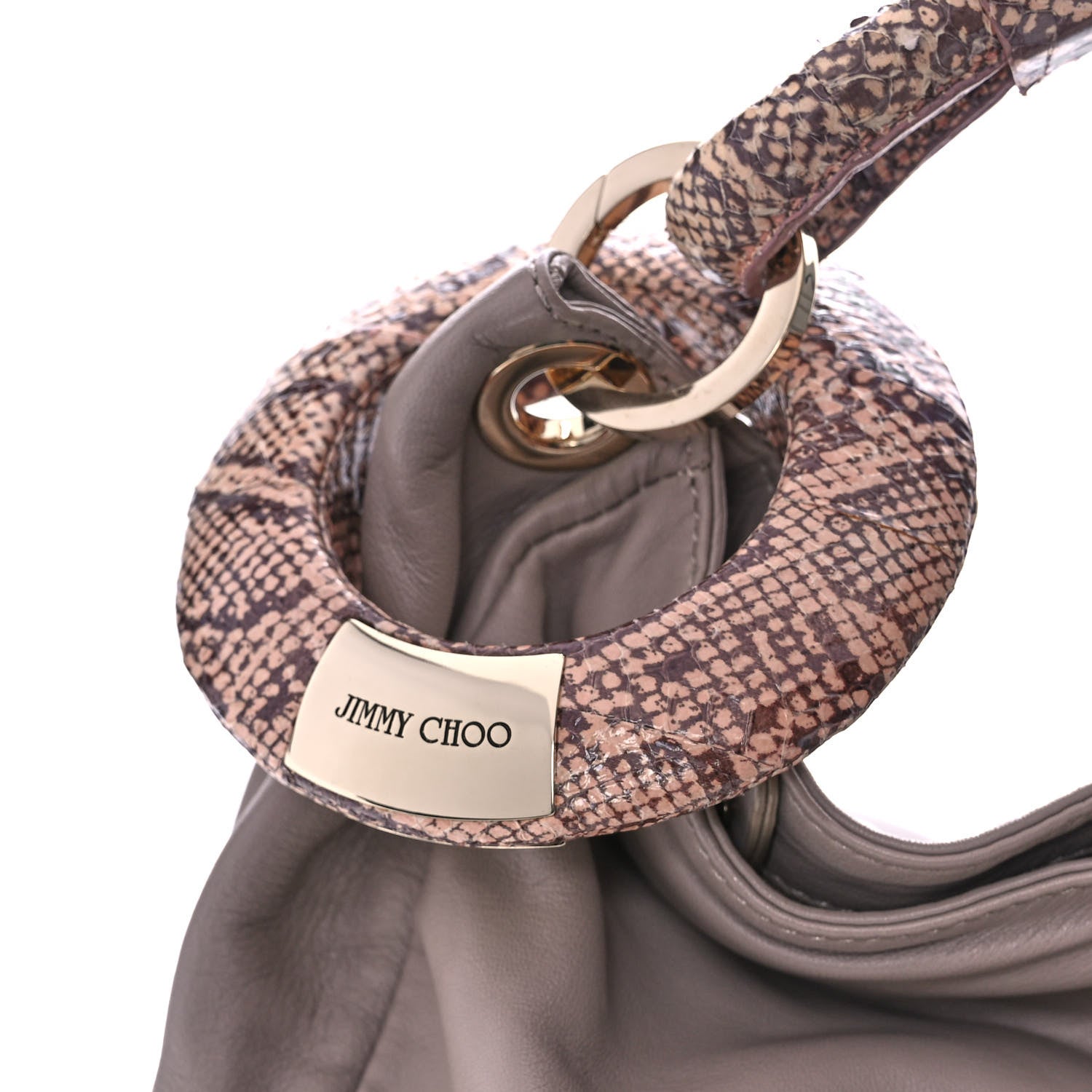 Jimmy Choo Nappa Snakeskin Trim Sky Hobo Beige 8 of 13