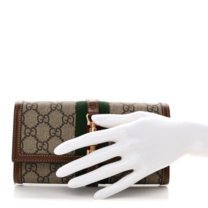Gucci GG Supreme Monogram Azalea Calfskin Web Jackie 1961 Chain Wallet Beige Ebony Brown Sugar 2 of 8