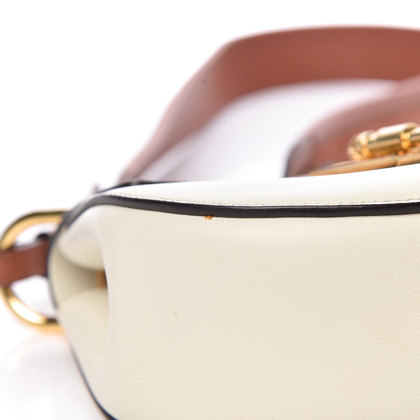 Smooth Calfskin Mini Bi-Color Drew Shoulder Bag Brown White