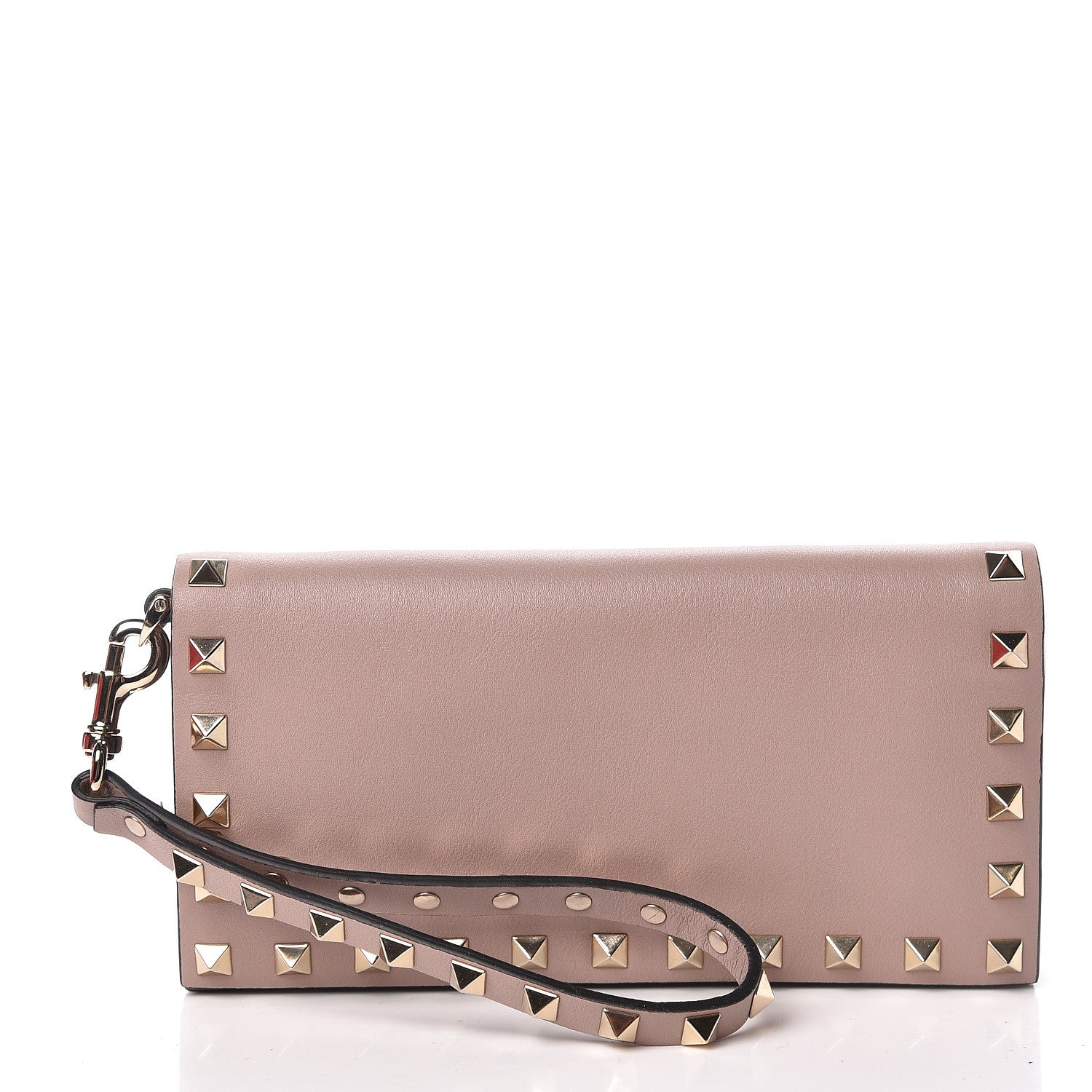 Valentino Garavani Calfskin Rockstud Wristlet Wallet Poudre 1 of 10