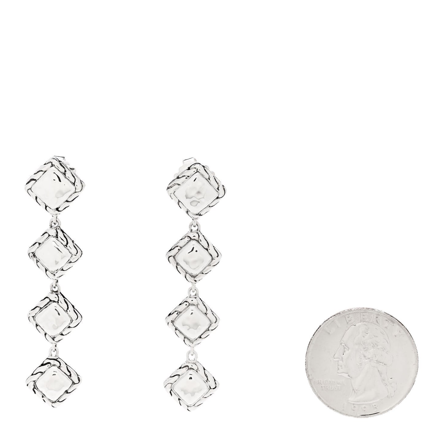 Sterling Silver Palu Square Drop Earrings