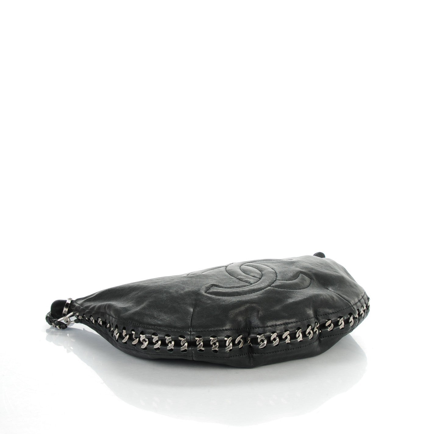 Calfskin Modern Chain Hobo Black