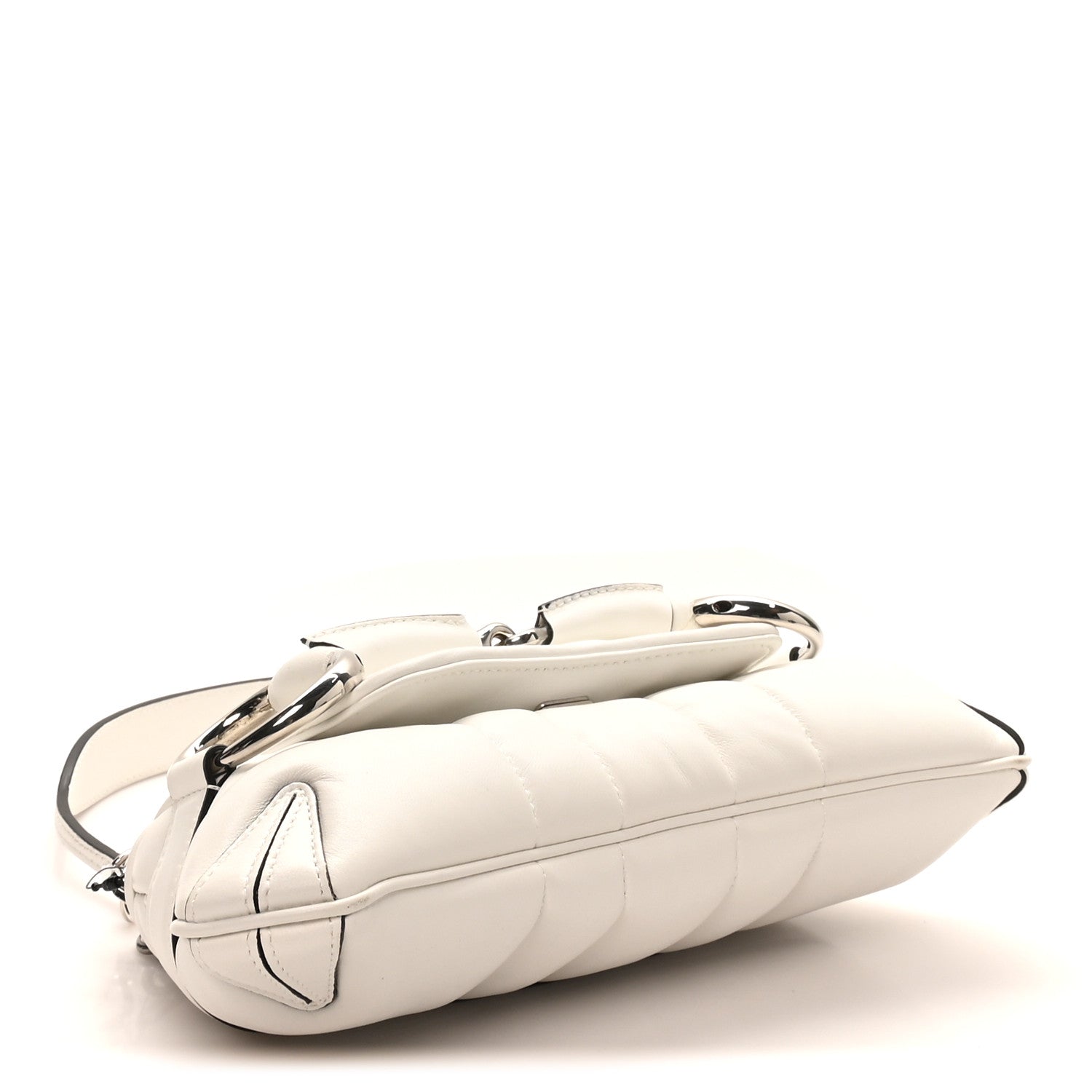 Gucci Nappa Vertical Matelasse Small Maxi Horsebit Chain Shoulder Bag Great White 4 of 9