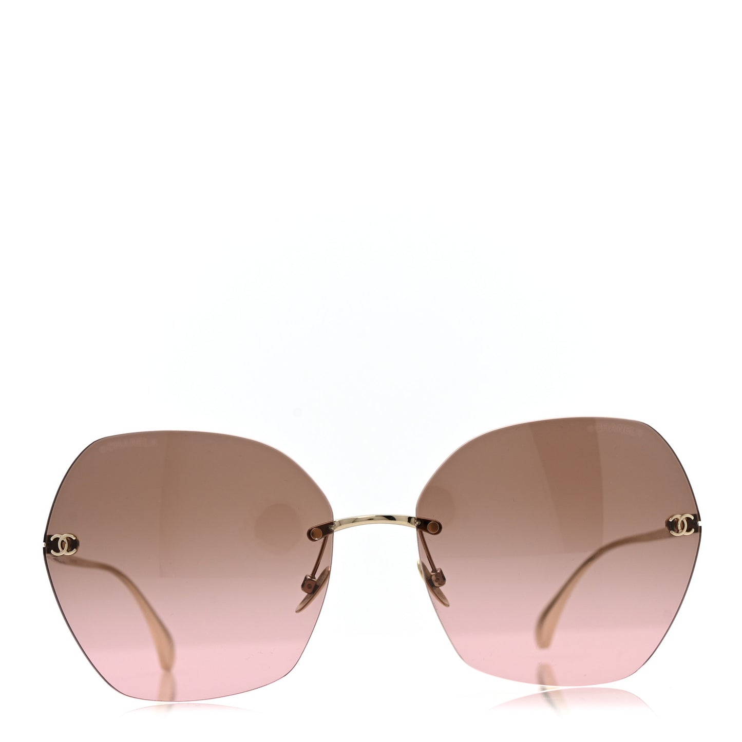 Titanium Rimless Square Sunglasses 4271-T Gold Brown
