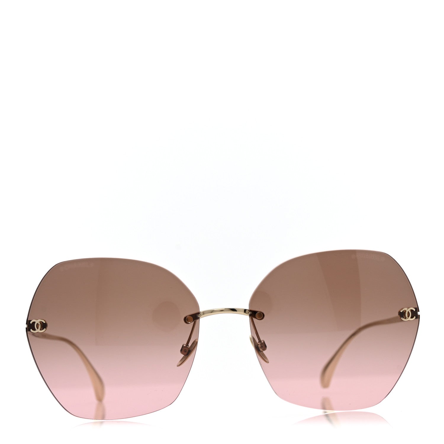 Chanel Titanium Rimless Square Sunglasses 4271-T Gold Brown 2 of 8