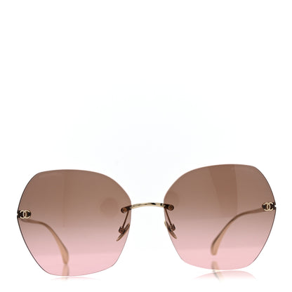 Chanel Titanium Rimless Square Sunglasses 4271-T Gold Brown 2 of 8