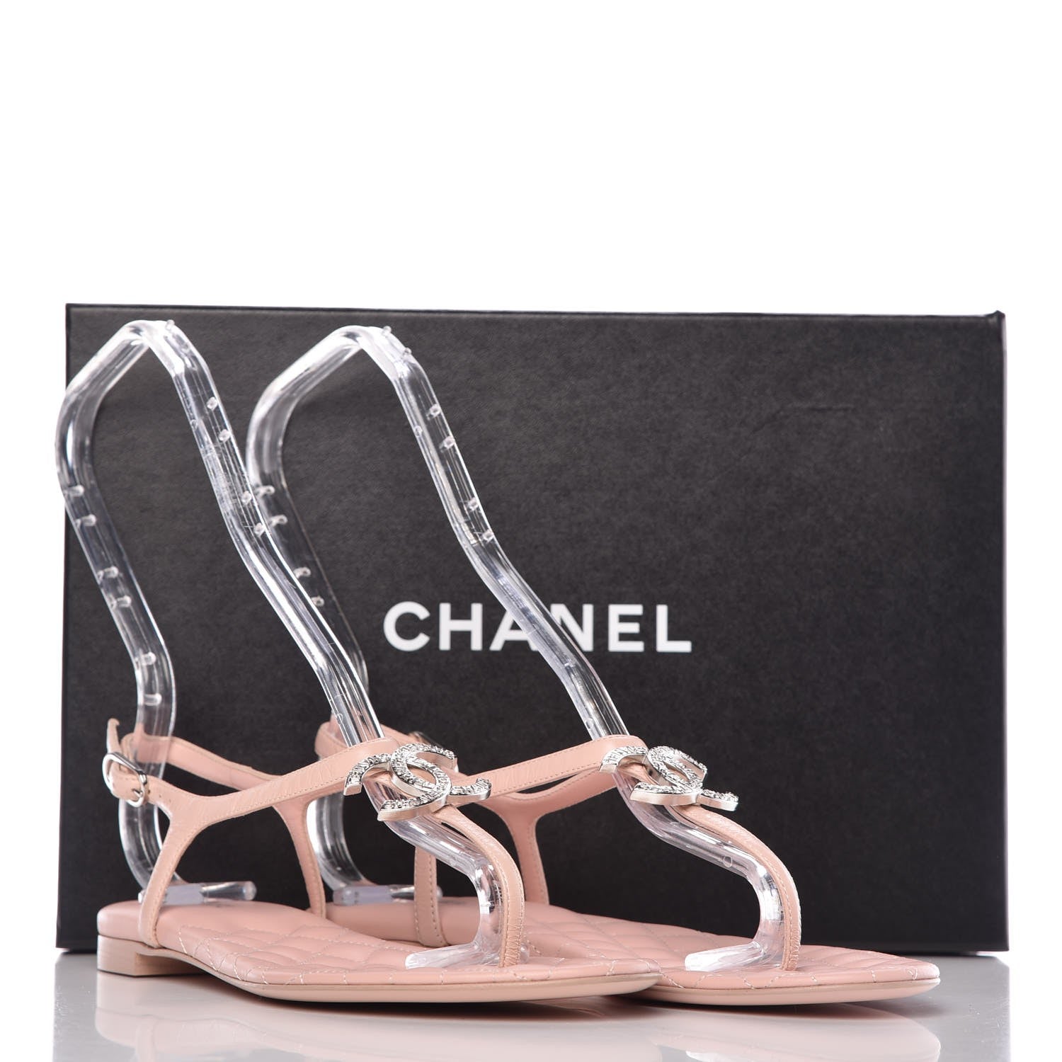 Chanel Lambskin CC Thong Sandals 36 Pink 8 of 8