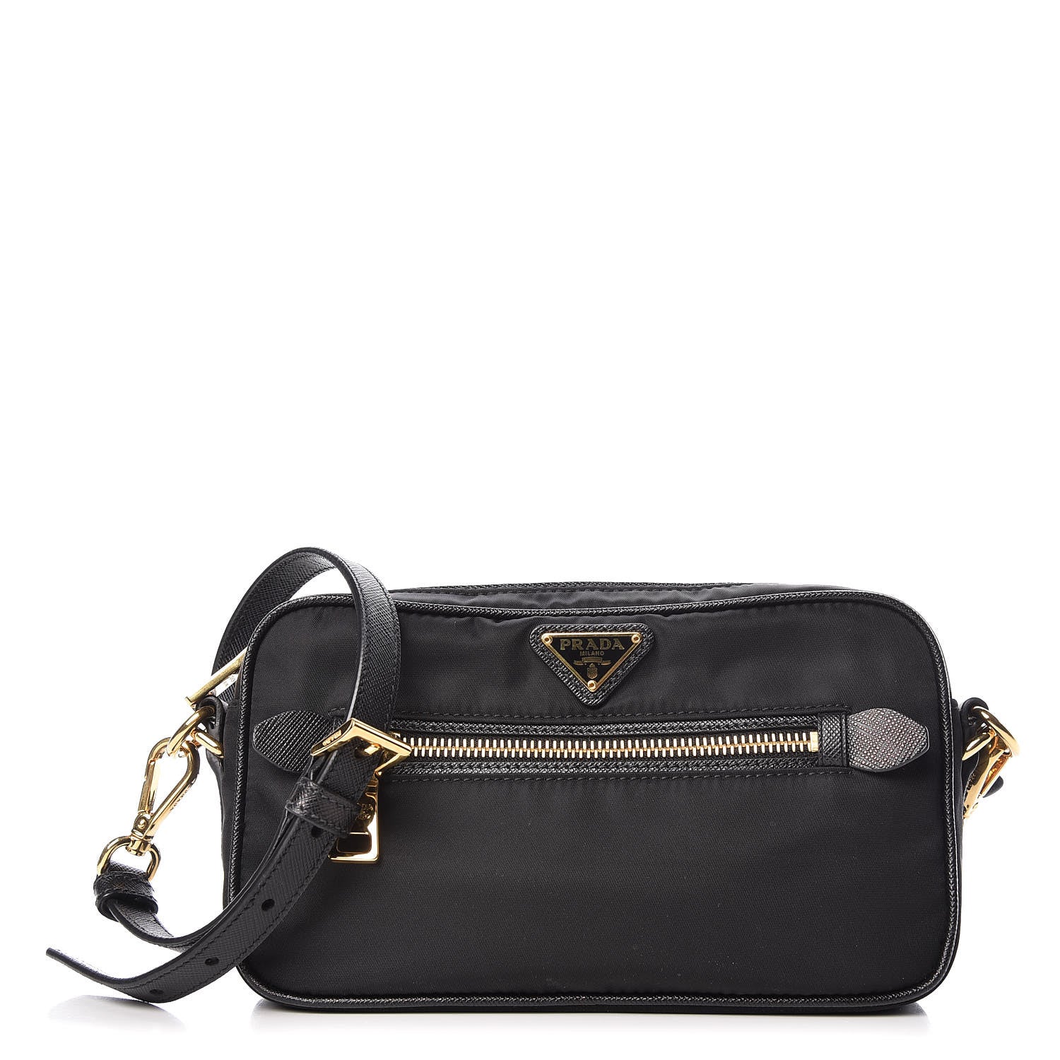 Prada Tessuto Nylon Saffiano Small Crossbody Bag Black 1 of 10