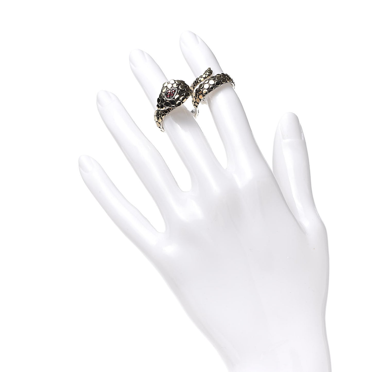 Sterling Silver 18K Yellow Gold Orange Sapphire Cobra Knuckle Ring 52 6