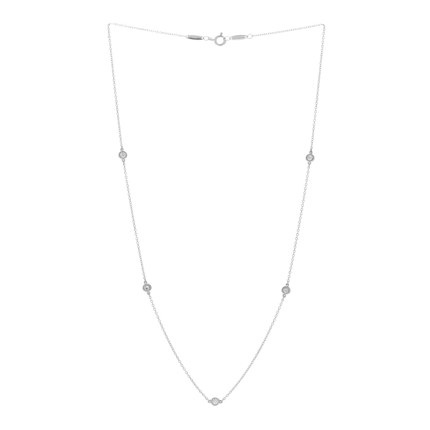 Tiffany Sterling Silver Diamond .35ctw Elsa Peretti Diamonds by the Yard Five Station Necklace 3 of 4