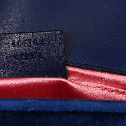 Gucci Velvet Matelasse Mini GG Marmont Shoulder Bag Cobalt Blue 7 of 12