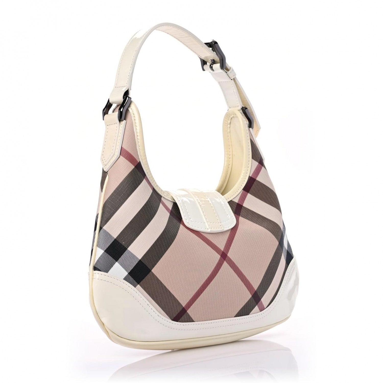 Burberry Patent Nova Check Brooke Hobo White 2 of 11