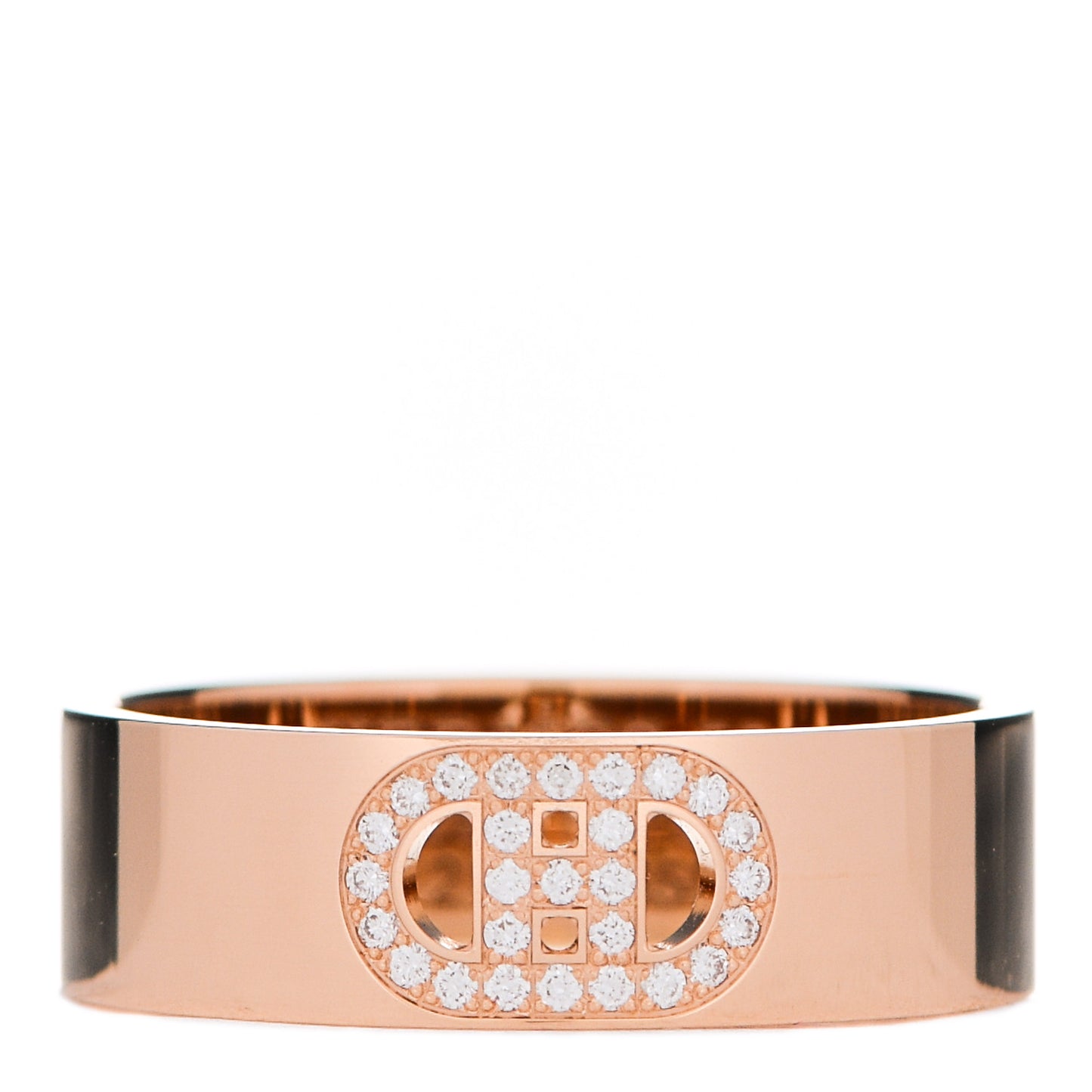 18K Rose Gold Diamond PM H D'Ancre Ring 52 6