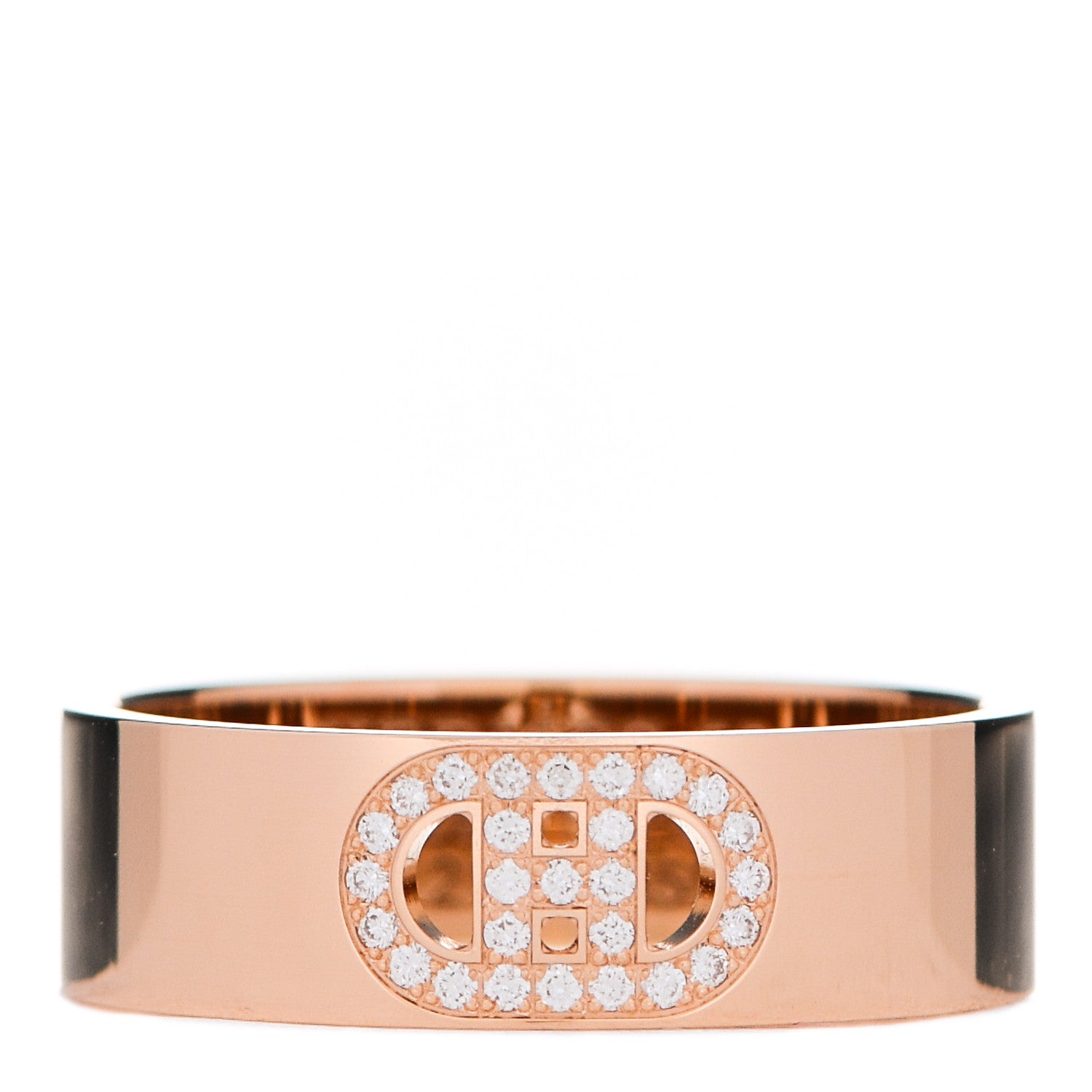 Hermes 18K Rose Gold Diamond PM H D'Ancre Ring 52 6 1 of 5