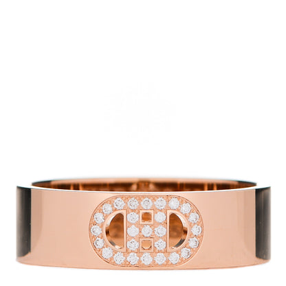 Hermes 18K Rose Gold Diamond PM H D'Ancre Ring 52 6 1 of 5