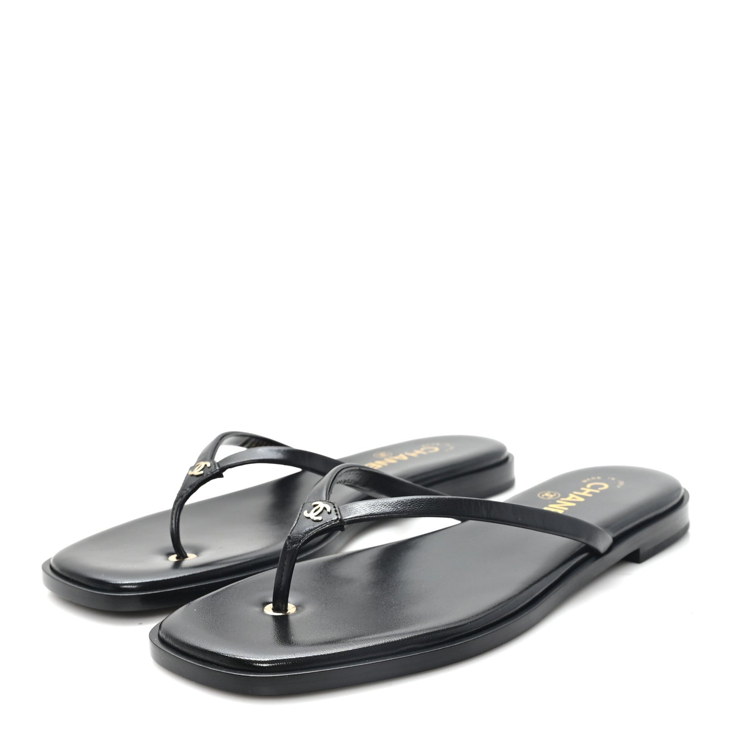 Goatskin CC Times Square Thong Sandals 40 Black