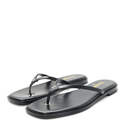 Chanel Goatskin CC Times Square Thong Sandals 40 Black 4 of 10