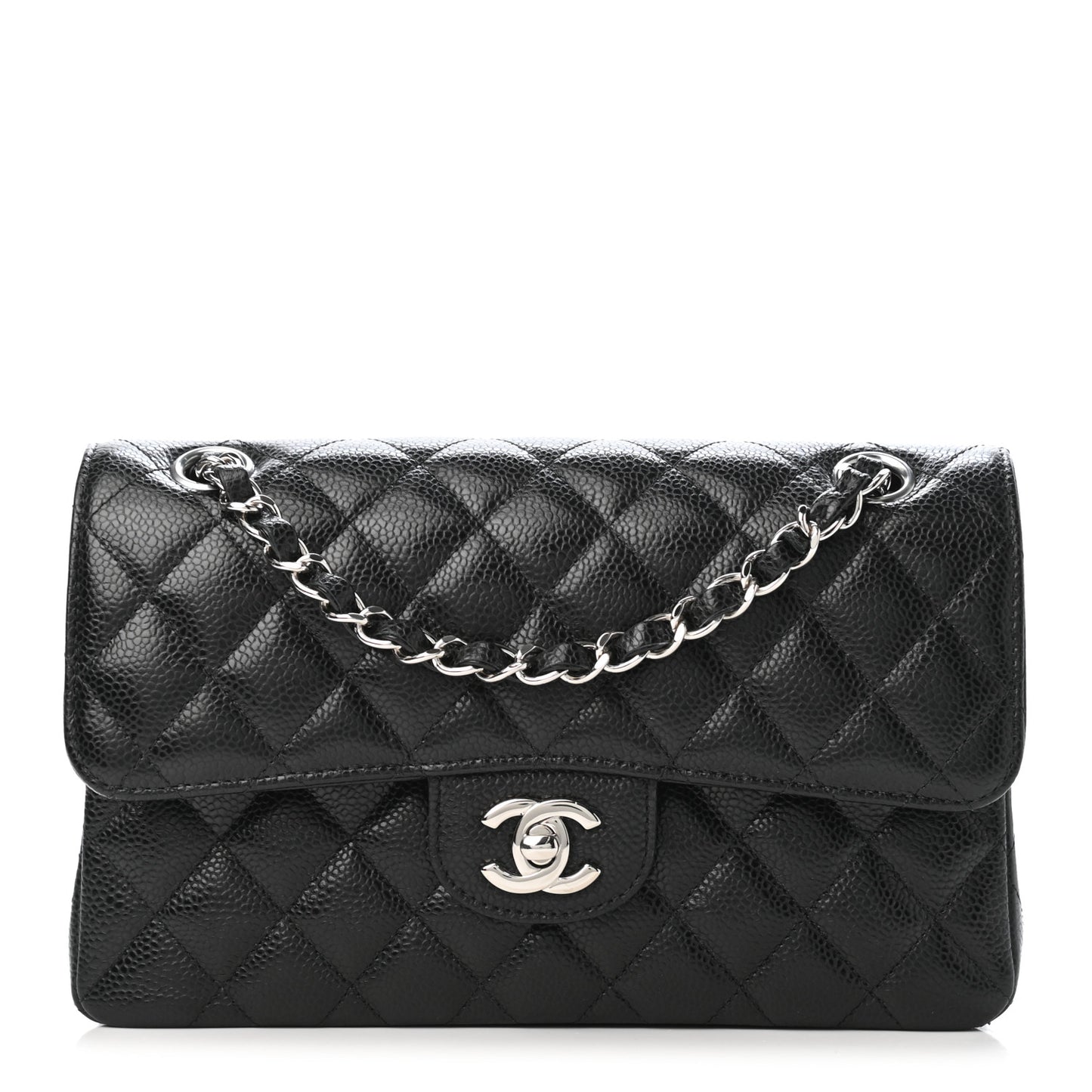 Caviar Quilted Small Double Flap Black
