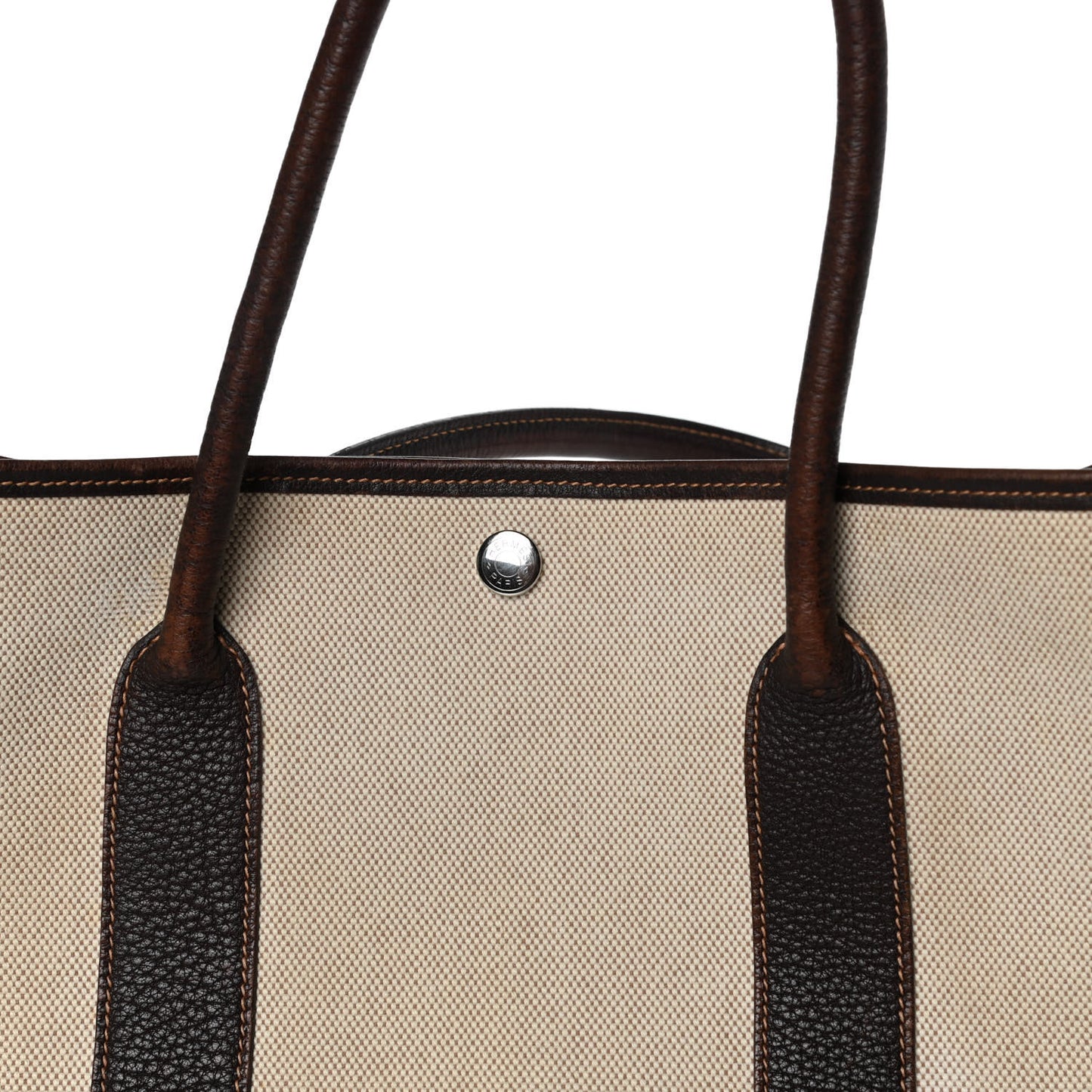 Buffle Sindhu Toile Garden Party 36 MM Tote Marron Fonce