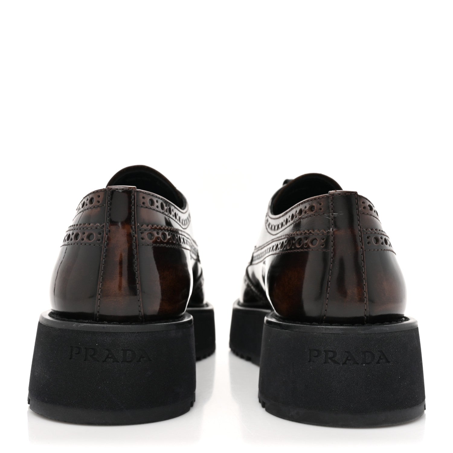 Prada Spazzolato Fume Brogue Derby Loafers 40.5 Bruciato 5 of 11