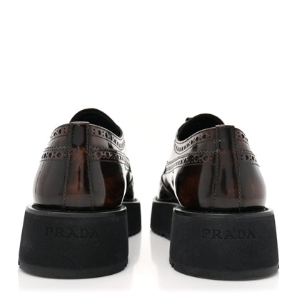 Prada Spazzolato Fume Brogue Derby Loafers 40.5 Bruciato 5 of 11